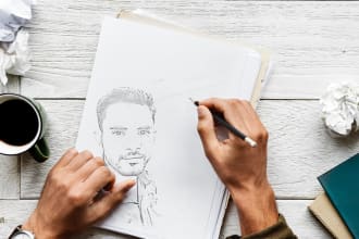 do digital pencil sketches of your pictures 10 pic for just 5