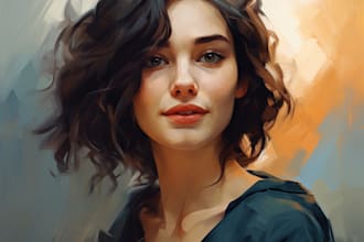do digital portrait art in oil painting style
