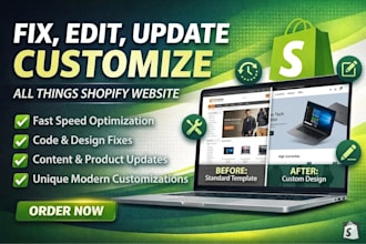 fix, edit, update, and customize shopify website