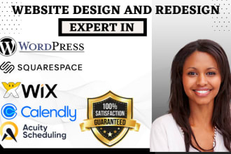 design or redesign wordpress squarespace wix website, set up acuity calendly