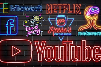 do professional neon logo design or text in neon style