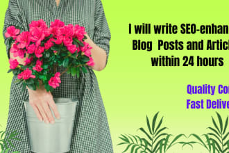 write SEO enhanced gardening blogs and articles for you