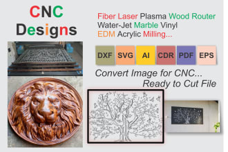 cnc designs vector tracing dxf files PDF drawing laser engraving wood router