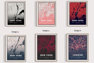 design a city or region wall map poster of any color