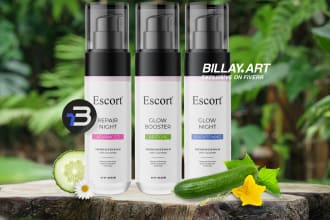 design premium cosmetic label or packaging with mockup
