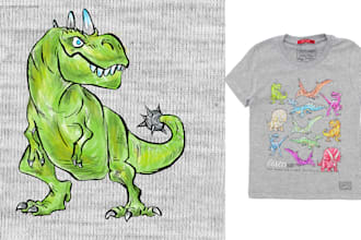 do a dinosaur illustration for kids tshirts