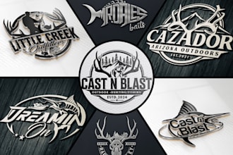 design hunting fishing mountains deer and outdoor logo