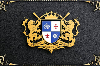 create  luxury  heraldic family crest coat of arms logo design
