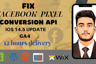 setup or fix facebook pixel shopify, conversion API, ga4 properly