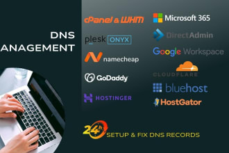 setup or fix ns, a, cname, mx, txt, dkim, spf, dmarc, dns record