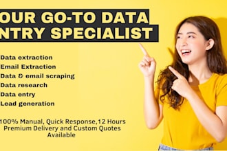 do data input, data entry, email collection, and web research