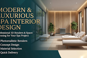 design a modern and luxurious spa interior with 3d renders