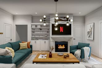 make sketchup model of the living room design and 3d rendering
