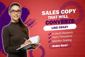 be your sales copy, landing page copywriter, and do sales page copywriting