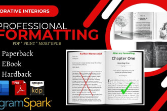 format a beautiful book interior for KDP or ingram  epub PDF mobi