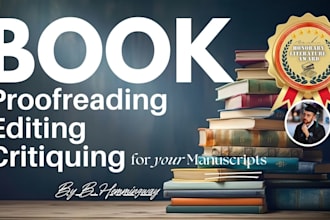 professionally proofread, edit or critique your book