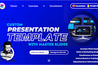 design a custom powerpoint master template, google slides, or canva presentation