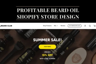 design shopify beard oil store, beard products store, hair care shopify website