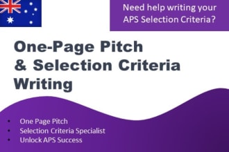 write your selection criteria and 1 page pitch for government roles