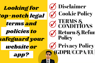 draft privacy policy disclaimer cookie policy terms and conditions