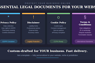draft privacy policy disclaimer cookie policy terms and conditions