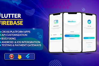 create full flutter responsive app with firebase and API integration