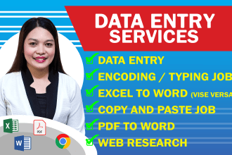 be your virtual assistant for data entry, encoding, and web research tasks