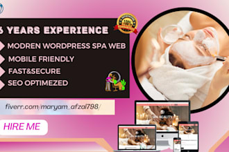 design professional skincare, spa, hair, beauty care fashion wordpress website