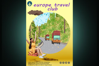 create retro vintage minimalist travel poster illustration