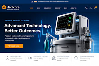 design medical equipment shopify store medical supplies website pharmacy store