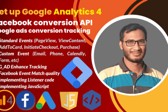 setup ga4 or facebook pixel events datasets and capi with wordpress, shopify