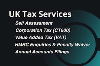 file UK company accounts, self assessment, vat, corporation tax return ct600