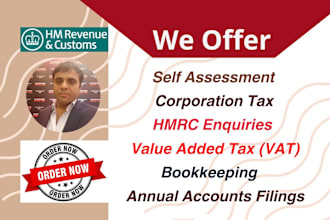 file UK self assessment, vat, company accounts, corporation tax return ct600