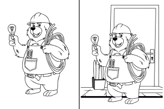 draw black and white cartoon line art illustration