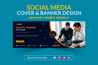 design facebook cover, linkedin, youtube banner, twitter header