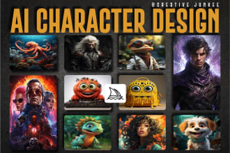 create ai art, realistic character design and anime using midjourney ai
