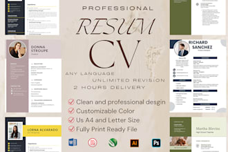 do professional resume or cv design in 2 hours