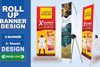 design roll up banner, x banner, signage or x stands banner