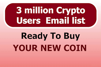 give you over 3 million clean and valid cryptocurrency email list