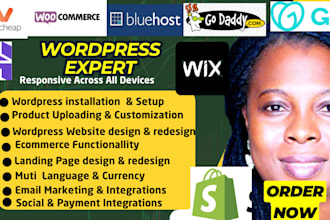 do webshop wordpress website on hostinger godaddy bluehost ionos shopify or wix