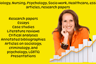 write sociology, socio work, psychology, nursing essays for you