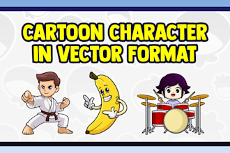 draw cartoon character in vector format for branding and merch