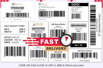 create a barcode code qr and label tags sticker in 1 hour