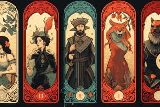 design tarot, oracle cards, graphics for board game, playing cards