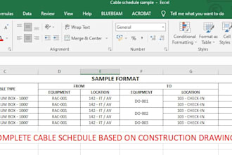 create cable schedule and other construction documents