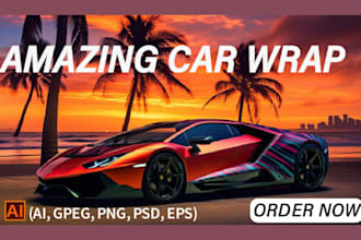 create itasha car wrap design and photo retouching real estate