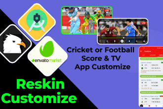 reskin cricket or football live TV android app customize
