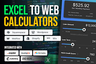 convert excel into online web calculator