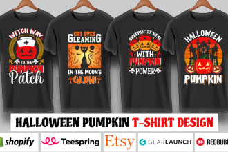 make amazing halloween pumpkin t shirt design for you
