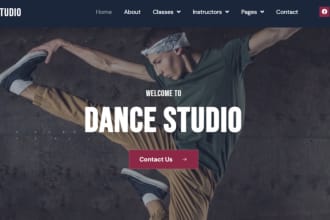 design professional dance website, dance studio website, yoga website